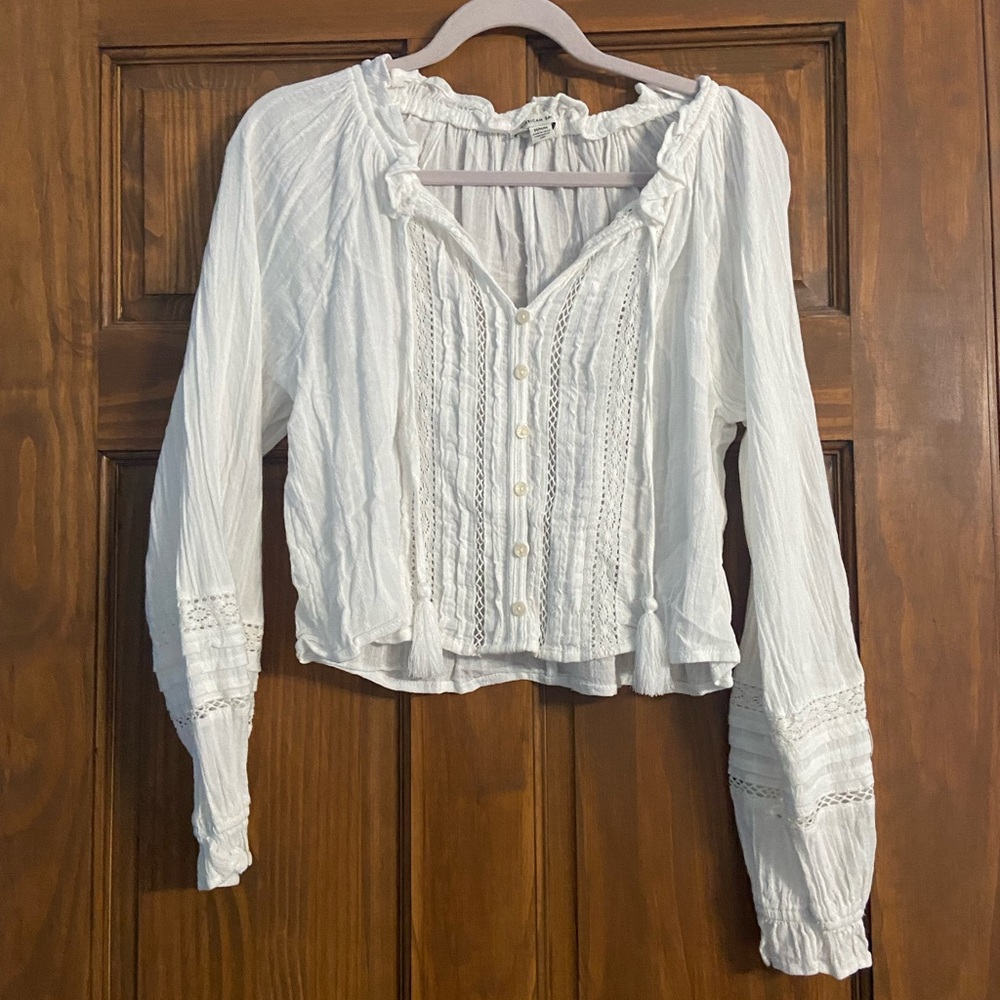 Cute White Long Sleeve Shirt